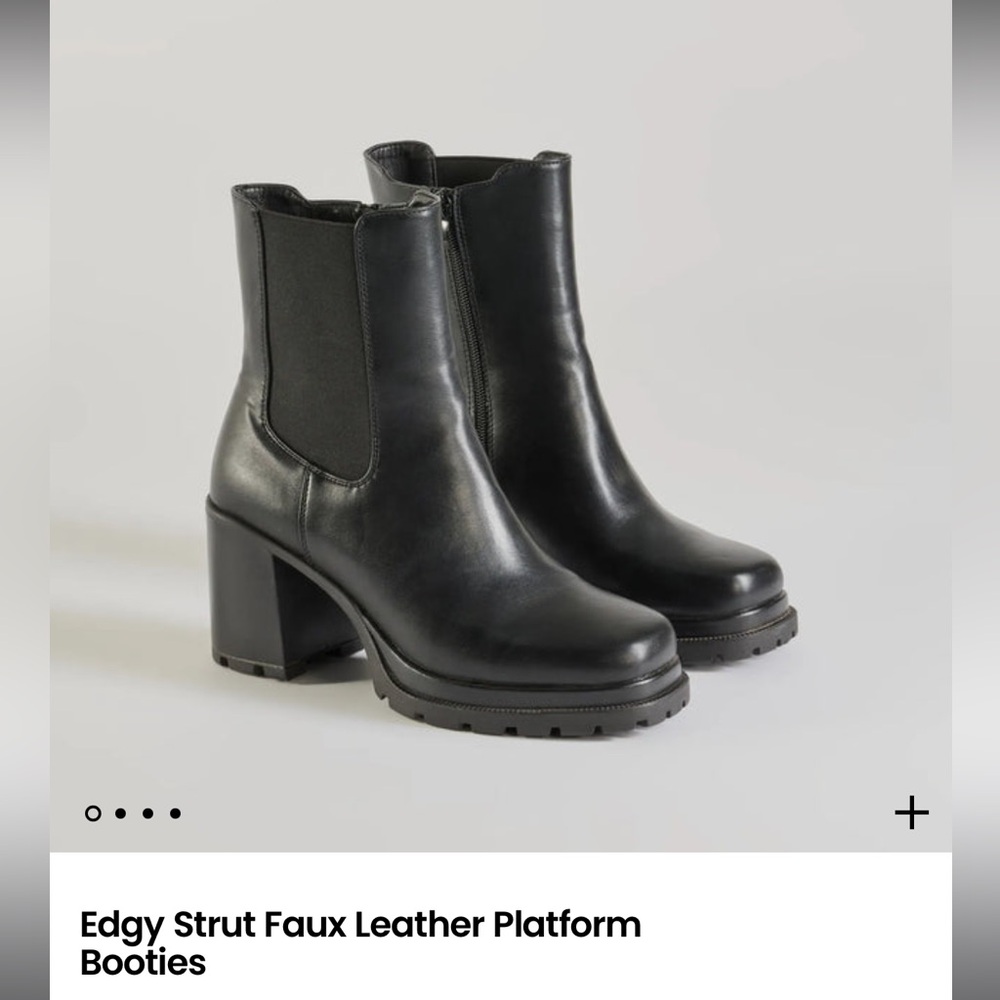 Black Faux Leather Platform Booties